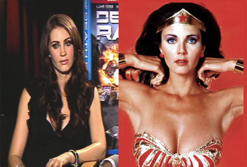 Tanit Phoenix and Lynda Carter as Wonder Woman